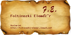 Foltinszki Elemér névjegykártya